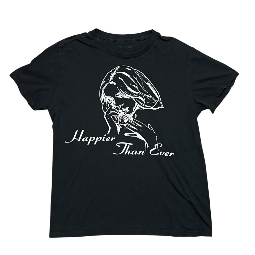 Billie Eilish T-Shirt Happier Than Ever Size L Womens Tee Top Black Concert